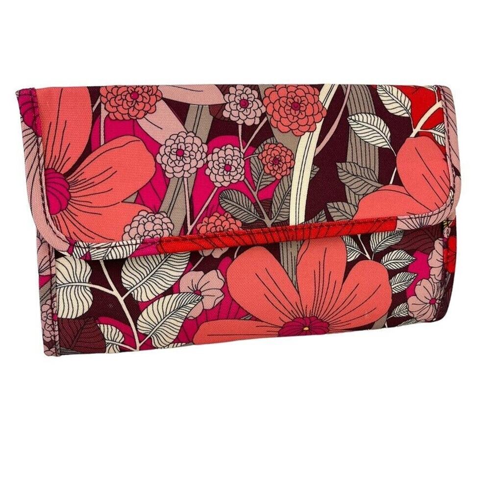 Vera Bradley Womens Bohemian Blooms Lighten Up Trifold Makeup Brush Case Bag